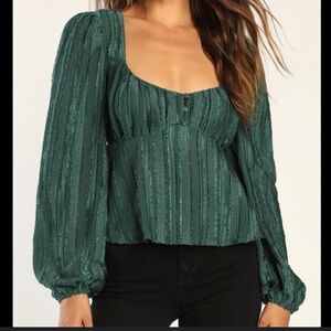 Lulus Spread the Cheer Emerald Textured Top